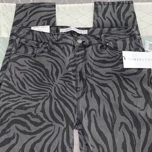 Tinseltown Mid Rise Skinny Animal Print Jeans-NEW